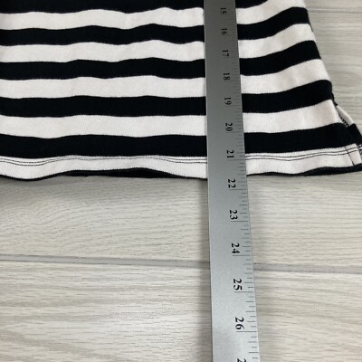Banana Republic Sz 6 Shirt Top Black White Stripes Sleeveless Zip