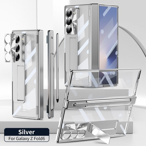 For Samsung Galaxy Z Fold 6 5 4 3 Plating Stand Case + Screen Protector + Stylus - Picture 3 of 17