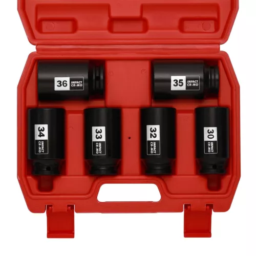1/2" Drive Deep Spindle Axle Nut Impact Socket Set 6 Point CR-MO Metric