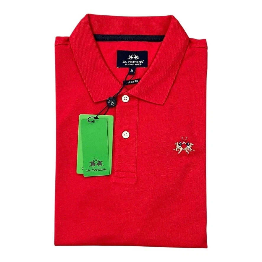 La Martina Polo Shirt Short Sleeve Mens Man Polo Piquet Red Formula 1 Slim Fit NEW