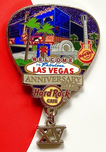 2024 HARD ROCK CAFE LAS VEGAS 15E ANNIVERSAIRE XV GUITARE PICK PENDLE PIN - Photo 2/4