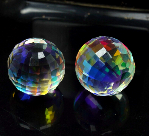 117 CT+ Natural Rainbow Color Ball Cut Mystic Topaz Certified Gemstone Pair - Picture 4 of 7