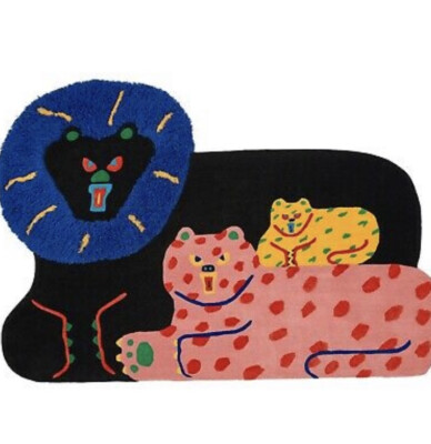 Misaki Kawai ''IKEA Art Event 2019'' Low Pile Rug ''Big Cat Family'' 5' 5'' x 8' 2''