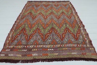 Anatolian Sard Nomad Kilim Area Rugs Handmade Wool Carpet Boho Kelim Rug 52''x72''
