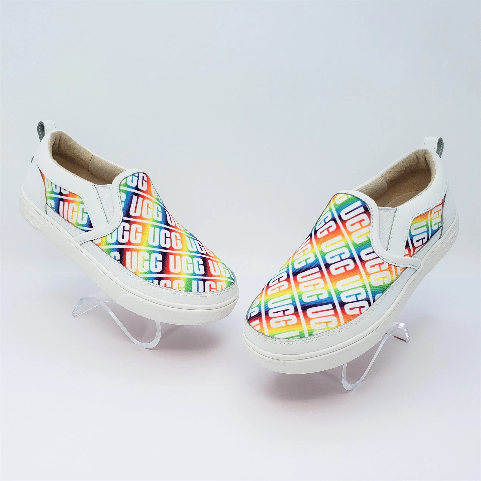 Scarpe mocassino slip on UGG Caplan bambina bianco arcobaleno sneakers 1107976K taglia 3 anni