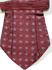 NEW MERLOT white Men Silk Cravat Scarf Ascot NECK Tie PARTY-PRE STITCHED GATSBY