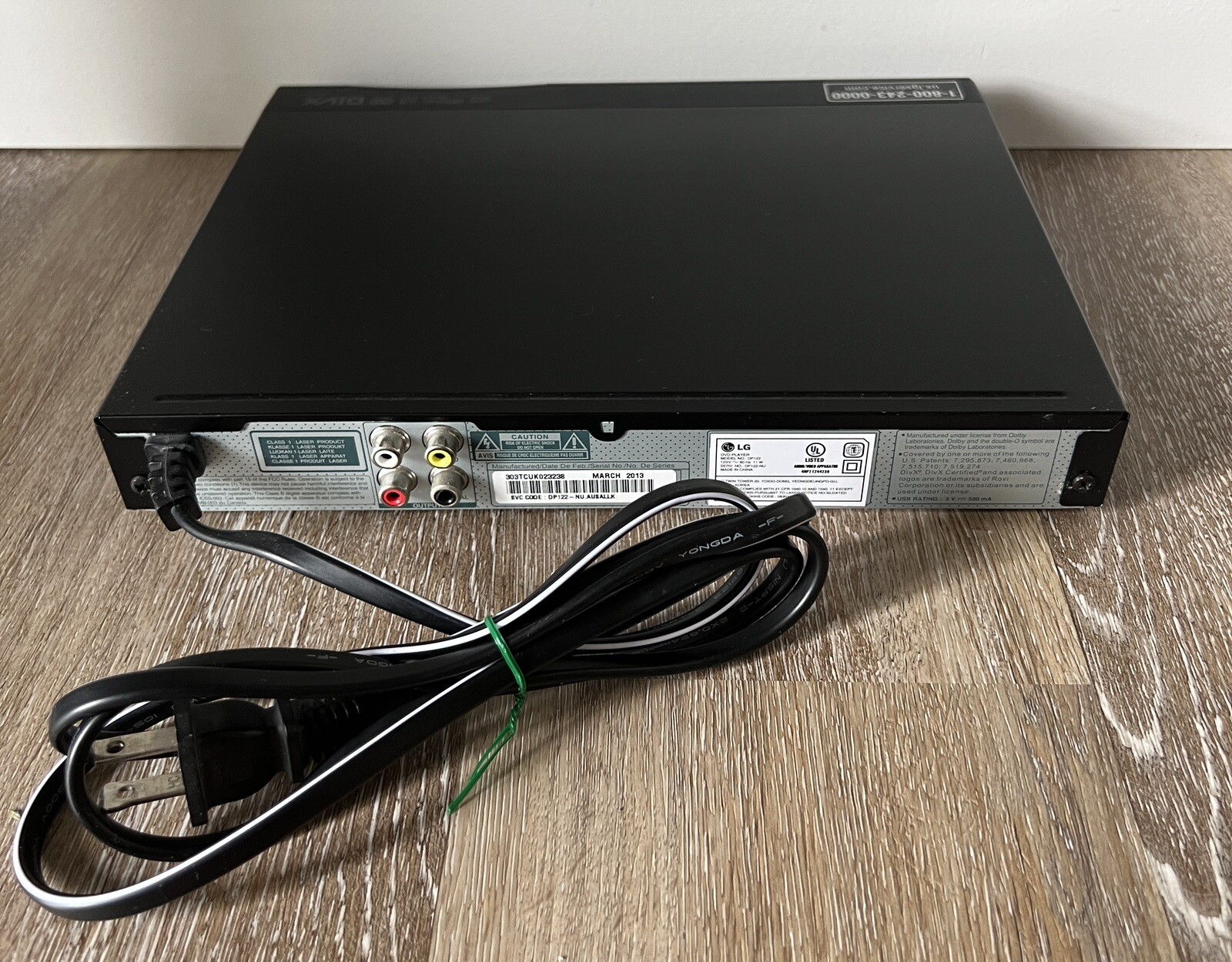 LG DP122 DVD Player w/ AV Cables NO REMOTE eBay