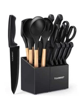 Tuumiist Knife Set, TUUMIIST 18PCS Kitchen Knife Sets With Block And Sharpener,
