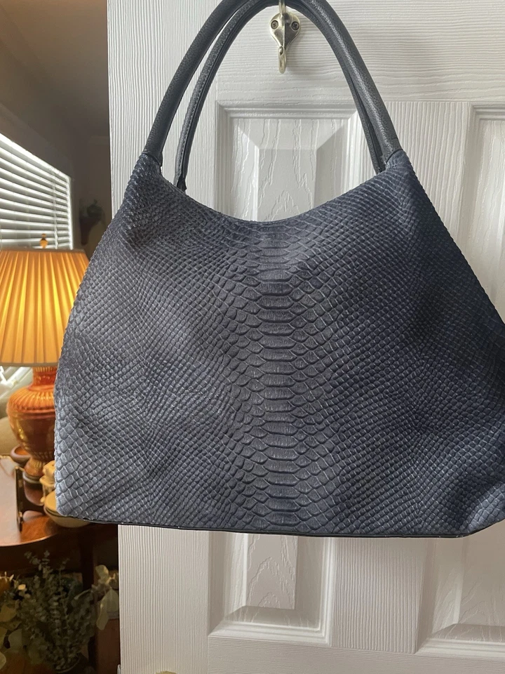 Deux Lux Velour,  Leather python print Tote Blue - Imagem 3 de 4