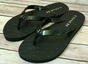 coach abbigail flip flops black
