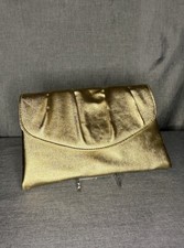 VTG Gold Faux Leather Dressy Clutch Bag