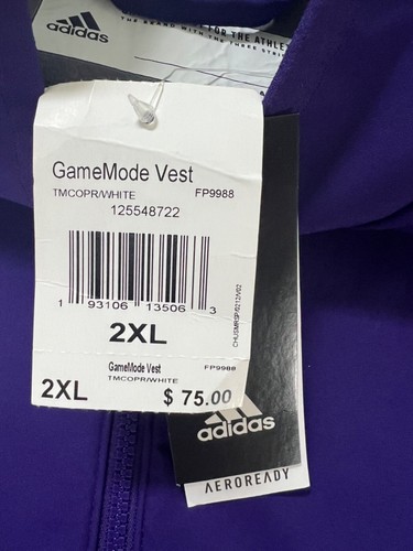 đŸ”¥ADIDAS GAME MODE VEST POURPLE COLOR TMCOPR/WHITE FP9988 SIZE 2XL NWT $75.00 - Picture 13 of 19