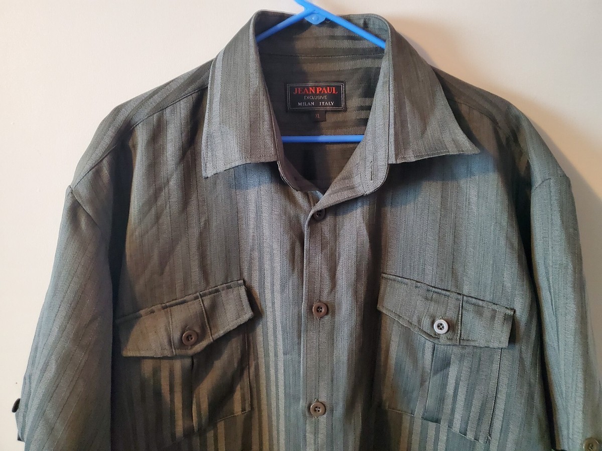 Mens Jean Paul Exclusive Milan Italy SS Striped Button Up Shirt 