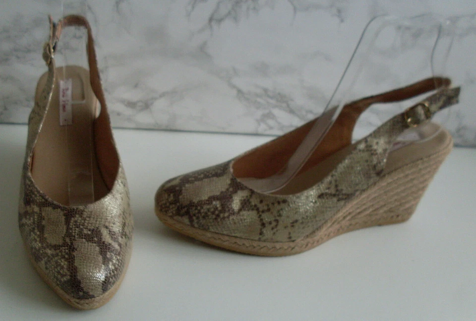Toni Pons Metallic Python Snake Platform Wedge Heels Size EU 41 UK 8 - Image 3 of 4