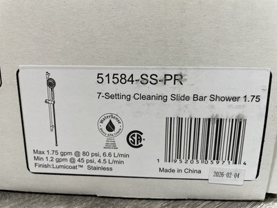 Delta 51584-SS-PR  Hand Shower, Slide Bar & Hose - Lumicoat Stainless *READ*