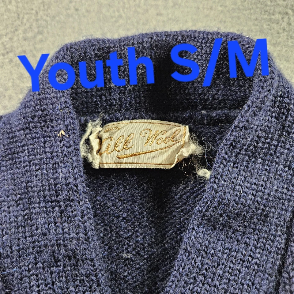 Notre Dame борьбы ирландский кардиган свитер молодежи S/M синий NCAA шерсти 50-х 60-х - Изображение 3 из 4