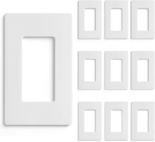 White Matte Screwless Wall Plate Cover 10 Pack - 1-Gang Light Switch Cover Plate