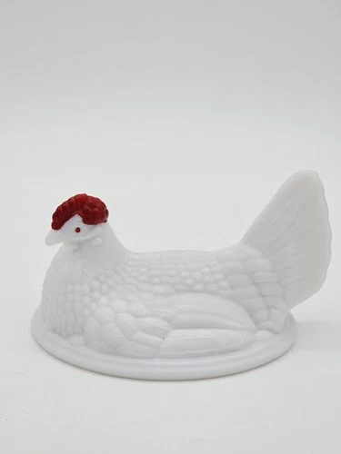 Vintage Westmoreland Milk Glass Large Chicken Hen on Nest Replacement Lid 6.5"
