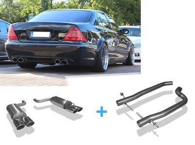 Edelstahl Duplex Racing-Anlage ab Kat Mercedes S-Klasse W220 1998-05 4x oval