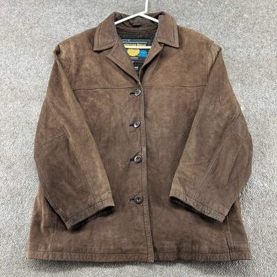 90s Adventure Bound Coat Women XL Brown Genuine Leather Flannel Lined Thinsulate