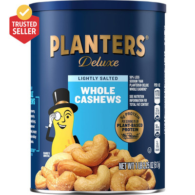 Deluxe Lightly Salted Cashews, Party Snacks, Plant-Based Protein, Quick Snack fo