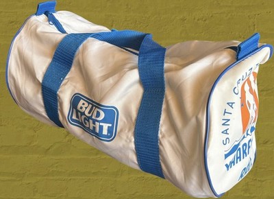 RARE Vtg 1980 s Duffle Bag Santa Cruz to Capitola Wharf Race BUD LIGHT Sponsor