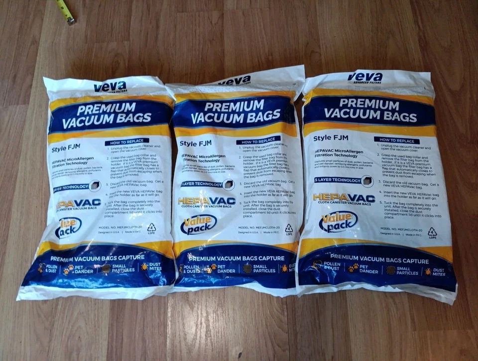15 VEVA Premium HEPAVAC Vacuum Cleaner Bags Type FJM Style Vacuums 3 Packs of 5 - Image 4 of 4