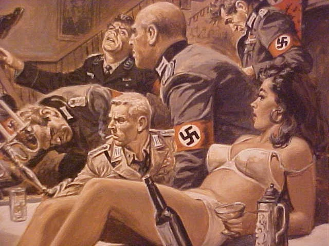 Earl Norem Original 1972 Revista Masculina Ilustración Rommels Asaltados Bordello Nazi Foto 3 de 4