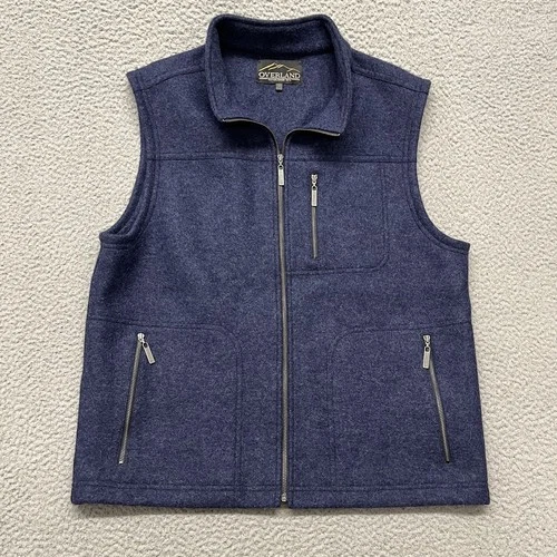 Overland Alpaca Wool Vest Mens M Blue Full Zip Outdoors Pocket Heritage Preppy - product listing photo