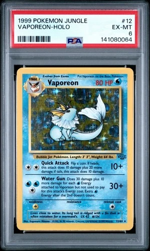 1999 POKEMON JUNGLE #12 VAPOREON-HOLO PSA 6