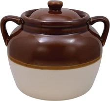 R&M International Traditional Style 4.5-Quart Large Ceramic Bean Pot Brown 