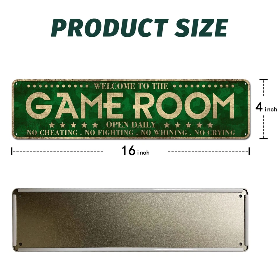 Game Room Décor 4" x 16", Metal Aluminum Novelty Tin Sign Décor Man Cave Signs - Image 2 of 4