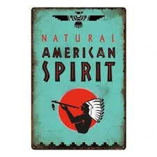 American Spirit Vintage Smoking Tin Metal Signs Home Décor Wall Art 8x12 