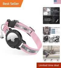 Reflective Pink AirTag Cat Collar - Safety Elastic GPS for Cats  Kittens,S