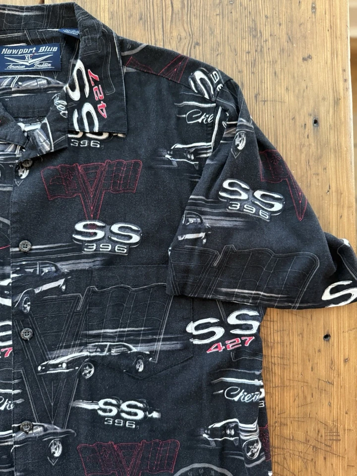 Рубашка мужская Newport синяя размер XL черная Chevrolet Super Sport SS 427 Nova Camaro AOP - Изображение 4 из 4