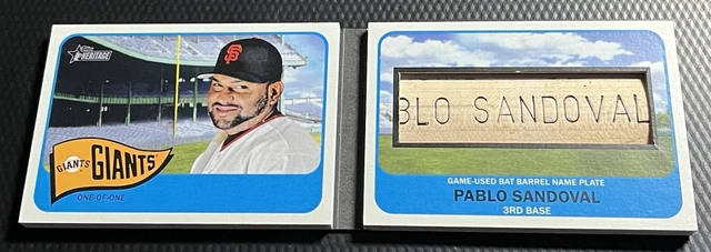 2014 Pablo Sandoval Giants 1/1 Topps Heritage Nameplate Bat Barrel - One of One