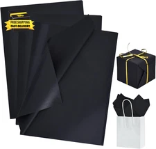 100 Sheets Black Tissue Paper Bulk, Wrapping Tissue Paper for Gift Bags, 14 X 20