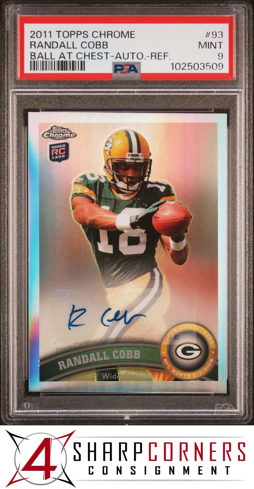 Randall Cobb Topps Chrome #93 Ball at Chest-Autograph-Refractor