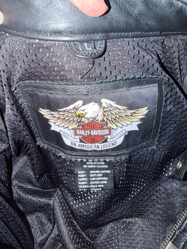 Harley Davidson Camo Leather Jacket Mens Large Nightfall HD-236 image 2