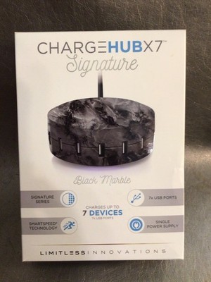 CHARGE HUB X 7 USB Ports Round Marble Look - Smartspeed Technology