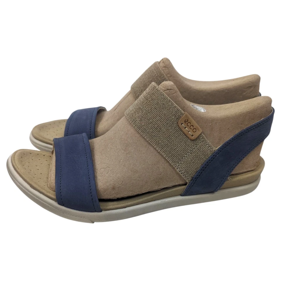 Sandalia Gladiador al Tobillo Ecco Damara Cuero Confort Mujer 41 Azul Beige NUEVA Foto 2 de 4