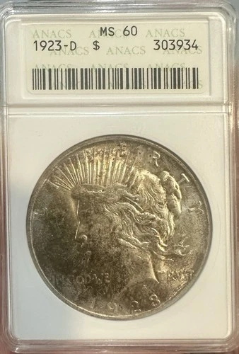 1923-D Peace Silver Dollar ANACS MS-60