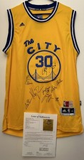 2018-19 Golden State Warriors Team Signed Jersey Curry Thompson Durant JSA LOA