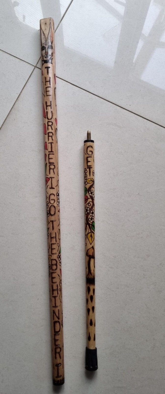 Unique Alice in Wonderland Pyrography Walking Stick Cane image 7