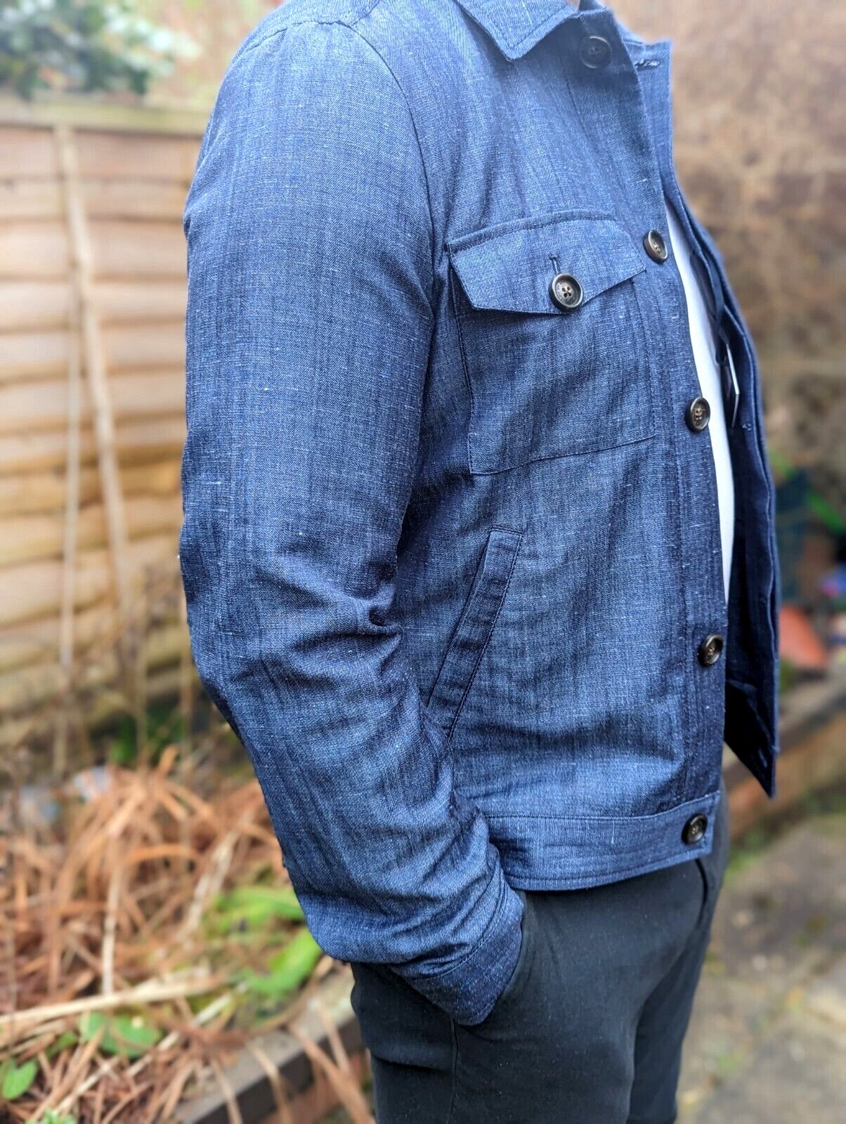 Men's Tommy Hilfiger Navy Shacket Wool Linen Shirt Jacket BNWT Large RRP £399.00 image 5