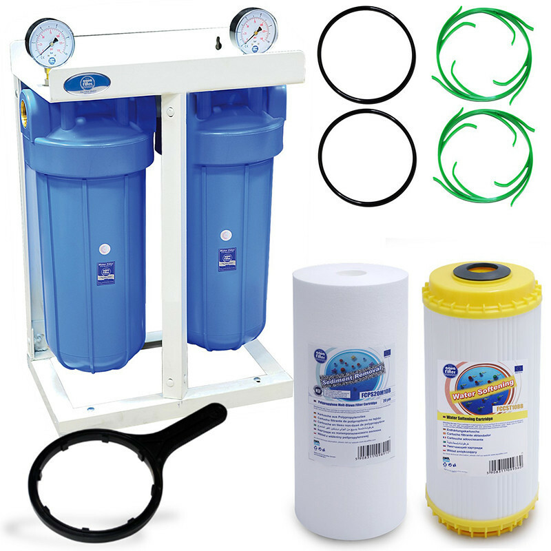 Aquafilter 2 Stage 10"" Big Blue Water Purifier and Softening Filter Kit