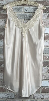 Second Skin Private Luxuries Satin Shiny Slip Dress Bridal Nightgown Size L 90 s