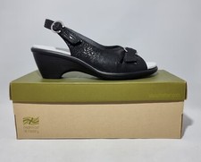 Hotter Womens Black Leather Wedge Sandals Shoes Uk 7 STD New