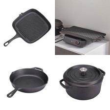 Griddle Plate Cast Iron Fry BBQ Grill Pan Skillet Cooking Pot Camping Stockpot