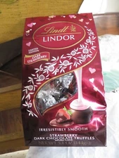 Lindt LINDOR Dark Chocolate Strawberry Truffles, 150-Gram Bag
